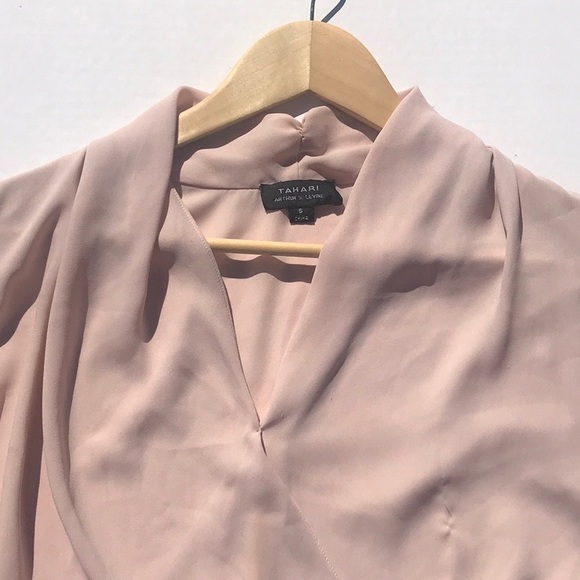 Tahari Arthur Levine Faux Wrap Lt Peach Top - Picture 7 of 14